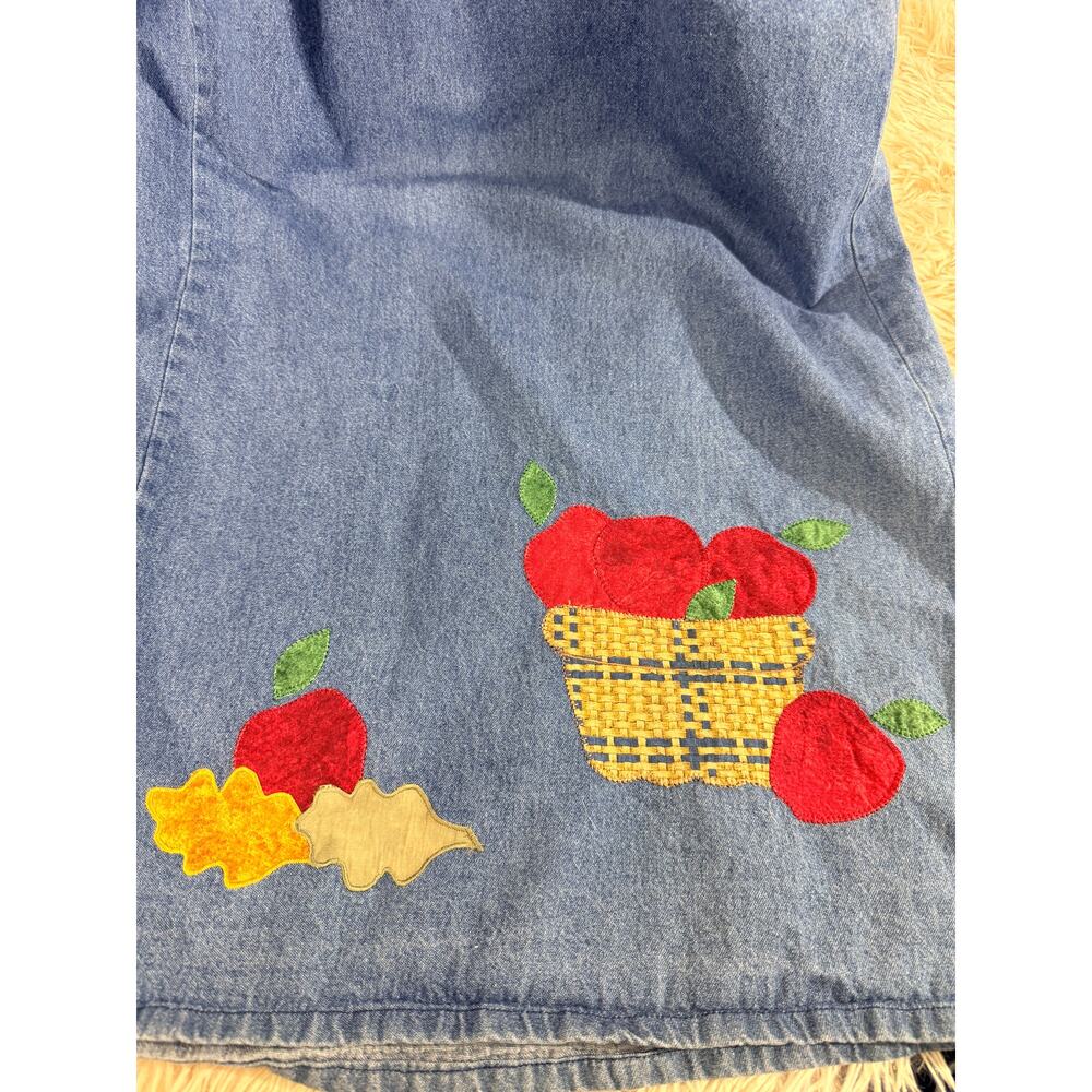 Vintage Sun Belt Denim Fall Applique Jumper Dress L - Picture 9 of 11